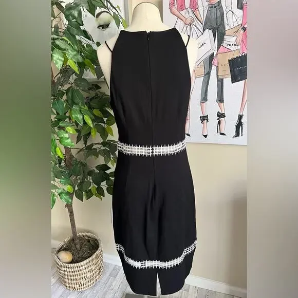 Venus Womens Black & White Criss Cross Strappy Cut Out Sheath Dress Size 10 - Picture 6 of 8